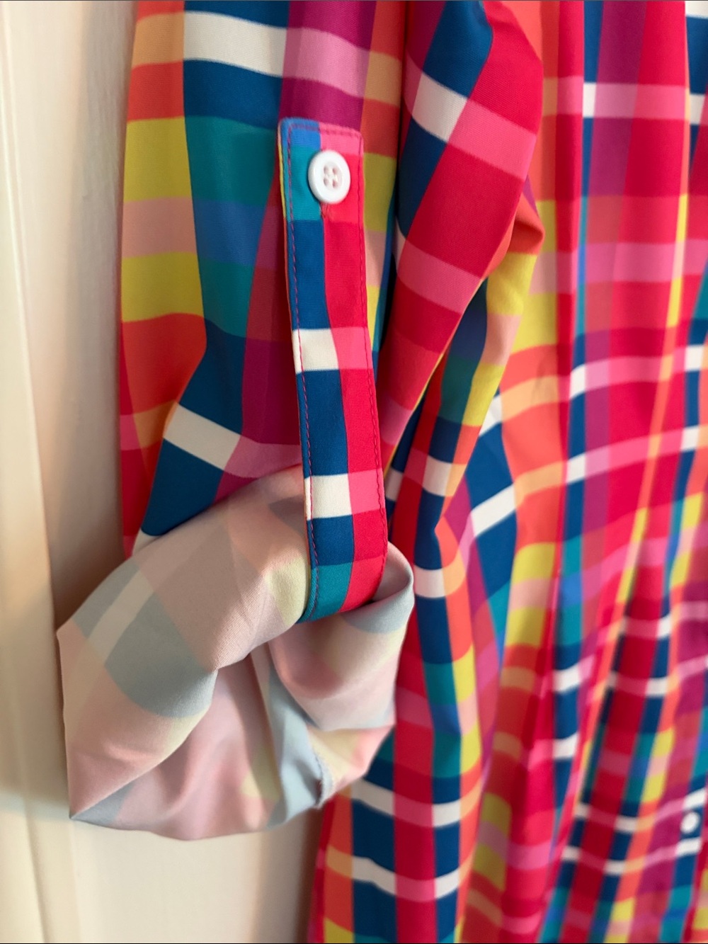 Colorful Plaid Button-up Dress - Picture 2 of 4